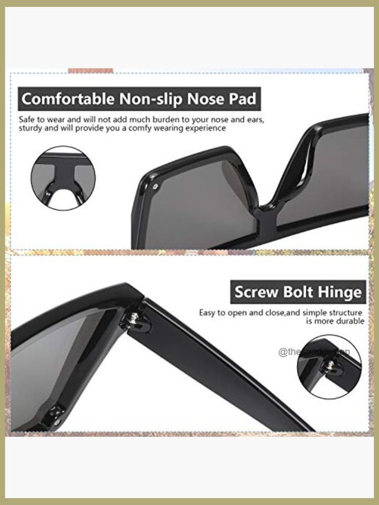 Oversized Flat Top Sunglasses Vintage Square Shield Glasses Unisex main image 6